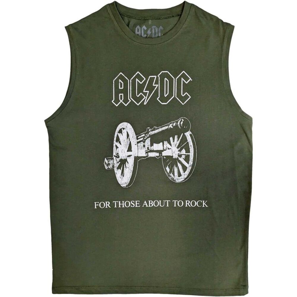 AC/DC Unisex Adult About To Rock Cotton Tank Top / Green